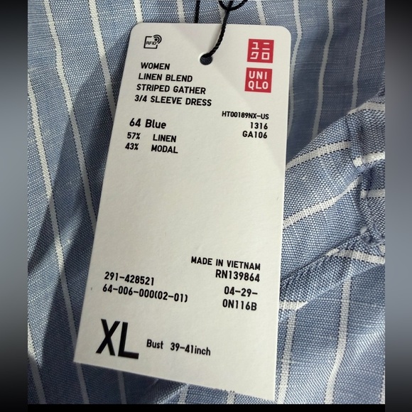 NWT UNIQLO X J.W. ANDERSON Linen Blend Striped MIDI Dress SIZE‎ XL - Picture 3 of 4